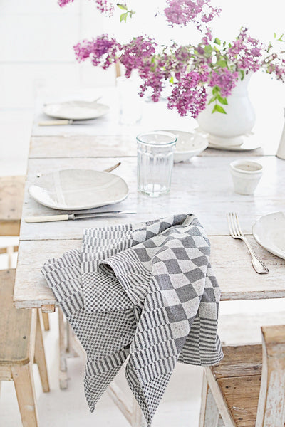 Dish Towel Checkered Black