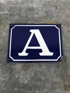 Enamelware sign "A"