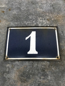 Enamelware sign "1"